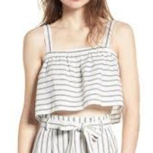Ten Sixty Sherman Linen Blend Stripe Crop Tank
